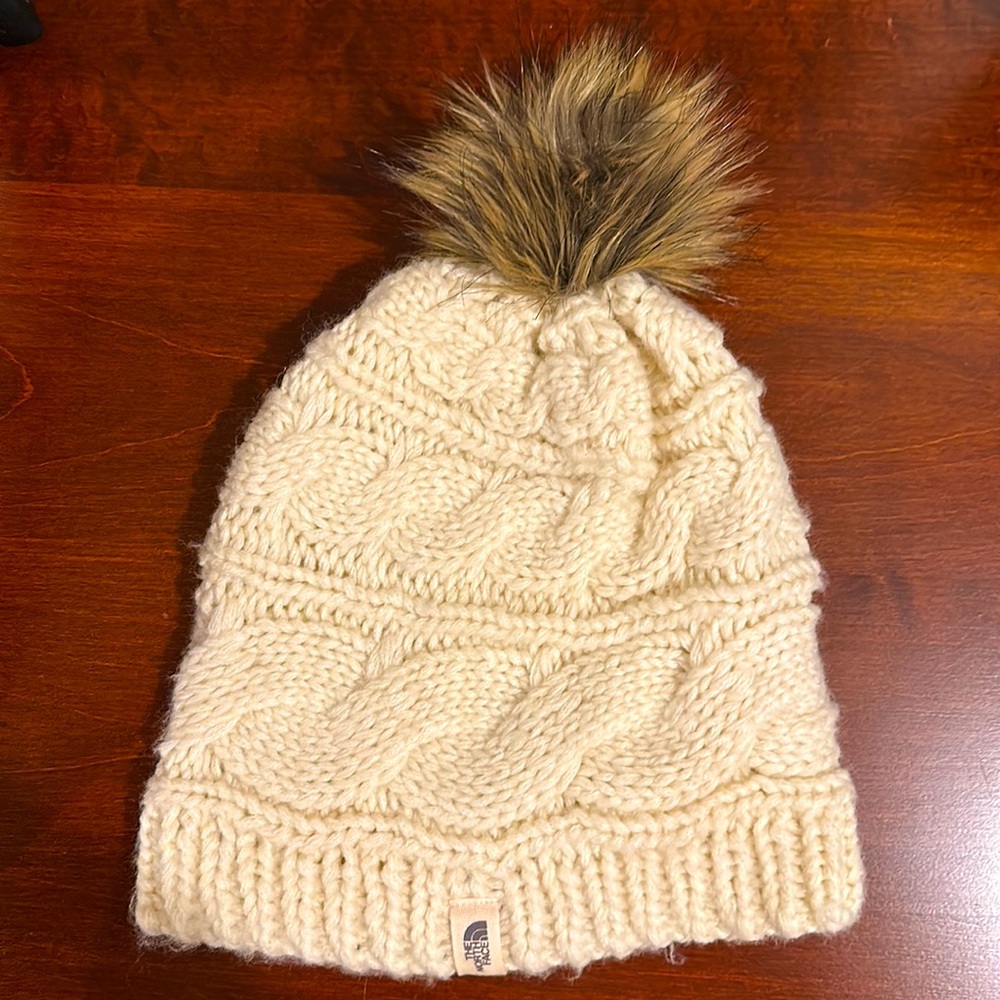 North Face knit hat with Pom